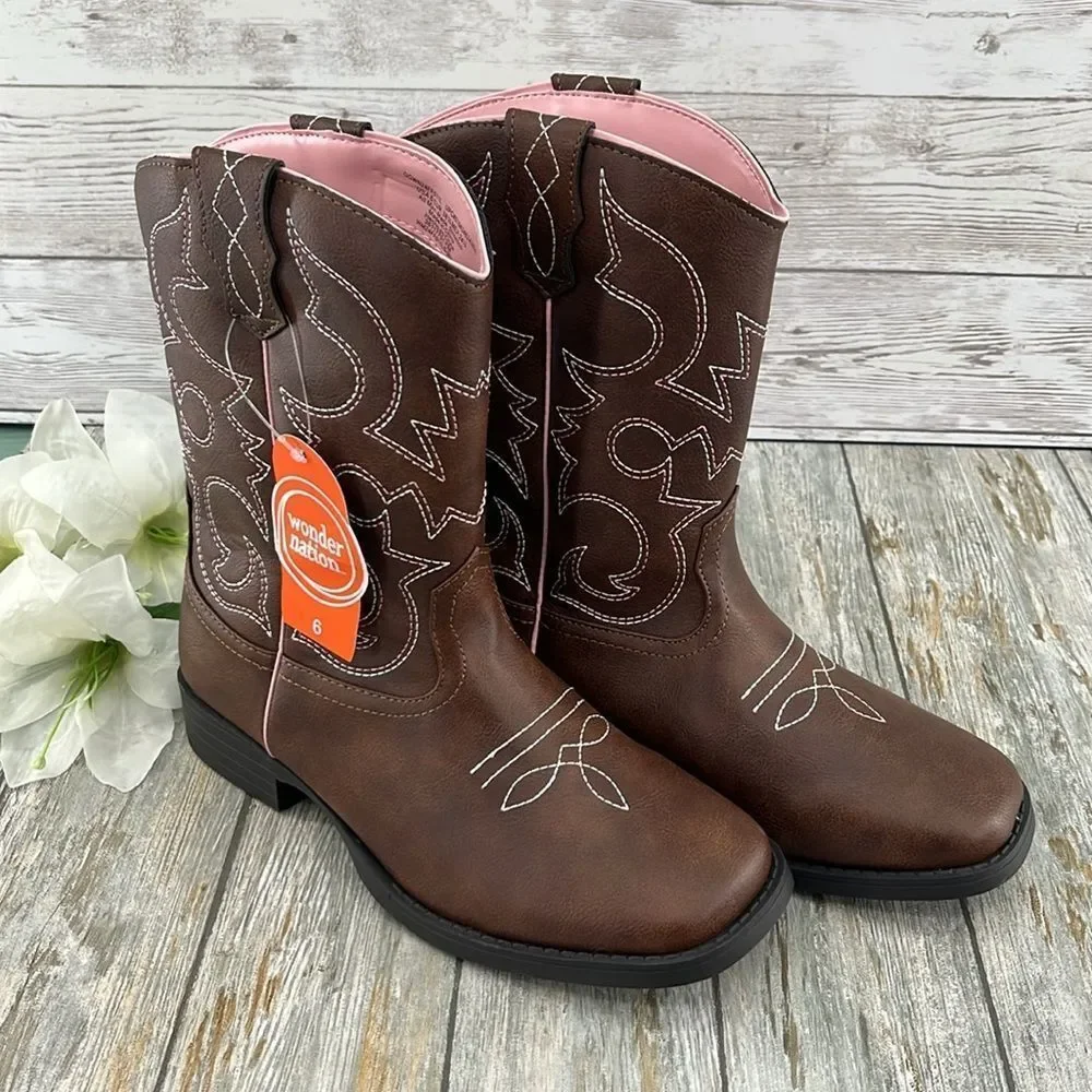 Big Girls Western Cowgirl Boots Shoes Size 6